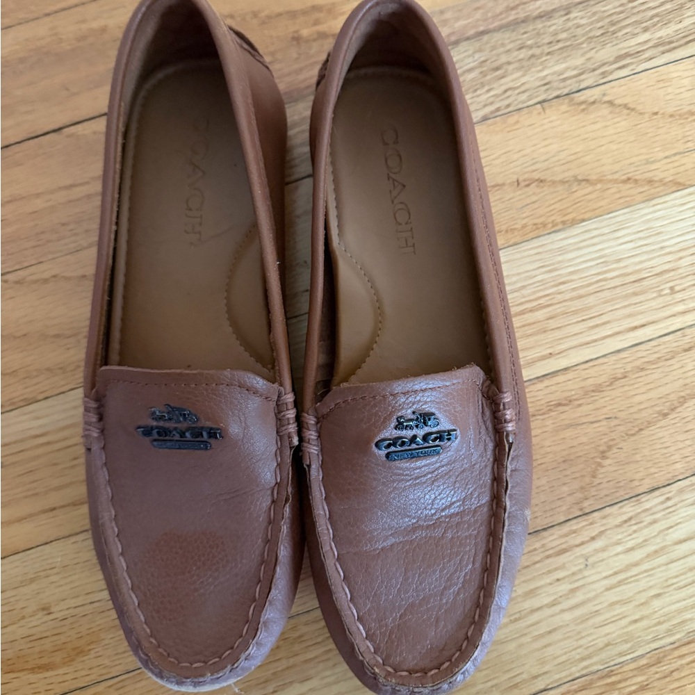 Coach Tan Leather Mary Lock-Up Loafers